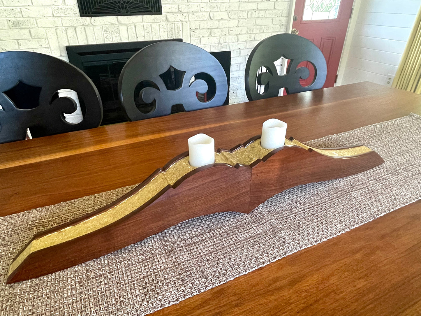 Solid Wood Candle Holder Centerpiece
