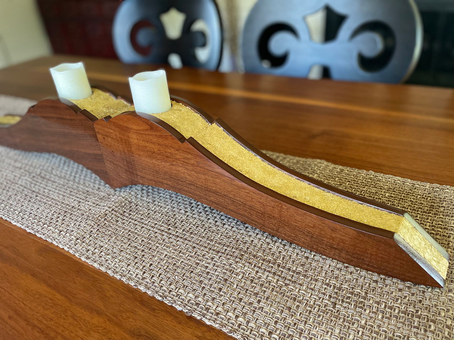 Solid Wood Candle Holder Centerpiece