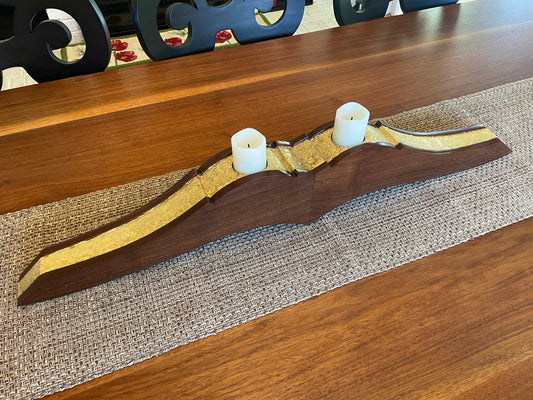 Solid Wood Candle Holder Centerpiece