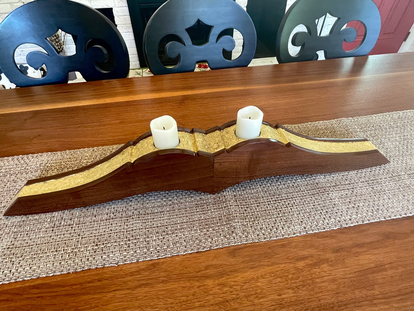 Solid Wood Candle Holder Centerpiece