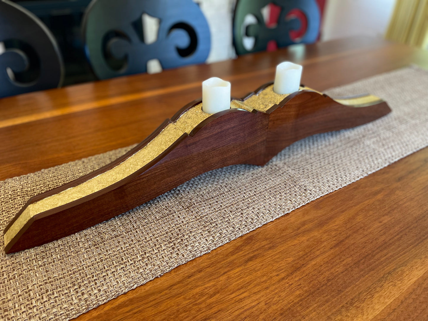 Solid Wood Candle Holder Centerpiece