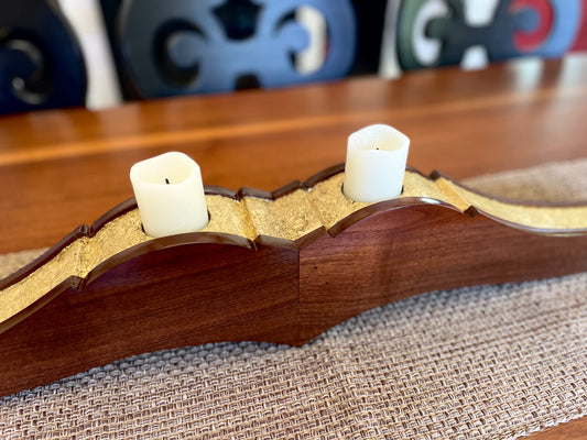 Solid Wood Candle Holder Centerpiece